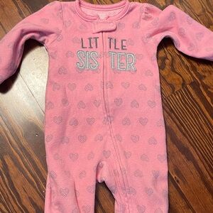Carter's Pink Heart Little Sister Footie